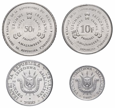 купить Бурунди набор монет 1980-2011 (4 штуки)