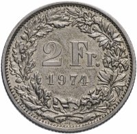 Купить Швейцария 2 франка 1974