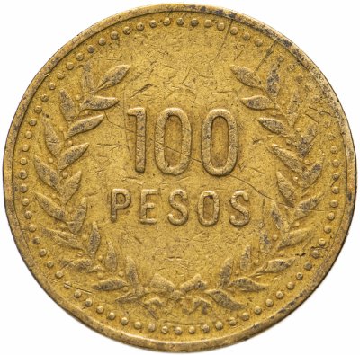 купить Колумбия 100 песо (pesos) 1992-1994 Маленькие цифры номинала, случайная дата