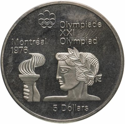 купить Канада 5 долларов (dollars) 1974 "XXI летние Олимпийские Игры, Монреаль 1976 - Атлет с факелом"