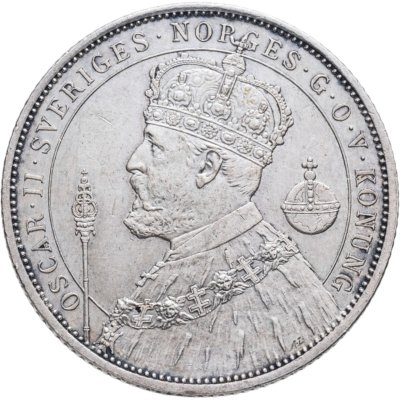 купить Швеция 2 кроны (kronor) 1897 25 лет вступлению на престол Короля Оскара II (серебряный юбилей)