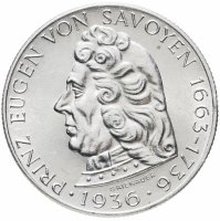 купить Австрия 2 шиллинга (shillings) 1936 "200 лет со дня смерти Принца Евгения Савойского"