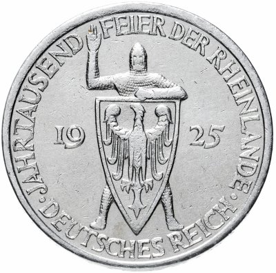купить Германия 3 рейхсмарки (reichsmark) 1925 E Тысячелетие Рейнской области (Рейнланда) "E" — Мульденхюттен
