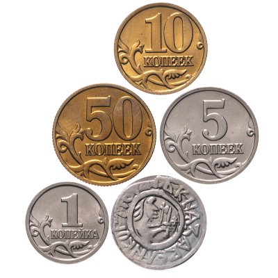 купить Набор монет Банка России 1, 5, 10 и 50 копеек 2002 ММД + жетон , штемпельный блеск