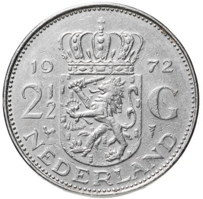 купить Нидерланды 2 1/2 гульдена (gulden) 1972