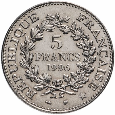 купить Франция 5 франков (francs) 1996 "200 лет французскому десятичному франку"