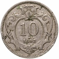 купить Австрия 10 геллеров (heller) 1893