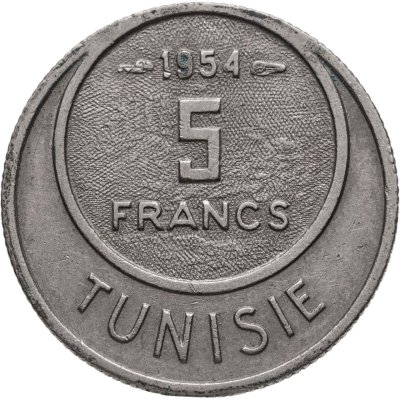 купить Тунис 5 франков (francs) 1954