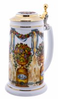 купить Кружка пивная с металлической крышкой, фарфор, олово, деколь, Германия, 1970-1990 гг.