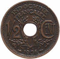 купить Французский Индокитай 1/2 сантима (centime) 1936