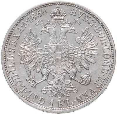 купить Австрия 1 флорин (florin) 1860 Знак монетного двора "A" - Вена