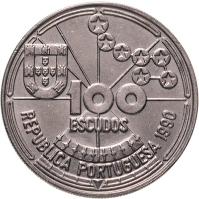 купить Португалия 100 эскудо (escudos) 1990 "Золотой век открытий - Астронавигация"