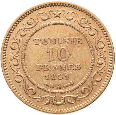 купить Французский Тунис 10 франков (francs) 1891