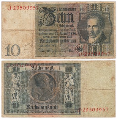 купить Германия 10 марок 1924 года