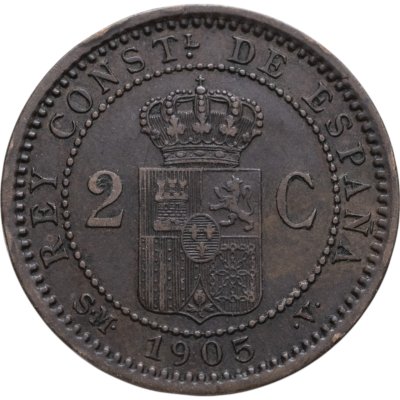купить Испания 2 сентимо (centimos) 1905