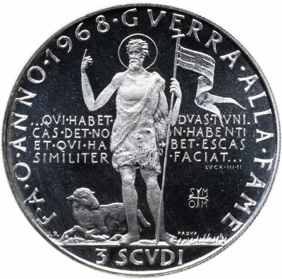 купить Мальтийский орден 3 скудо 1968 "ФАО"