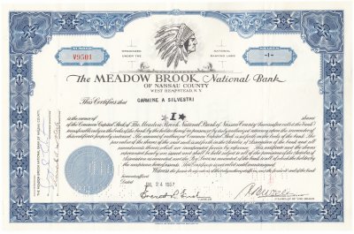 купить Акция США Meadow Brook National Bank of Nassau County 1957- 1961 гг.