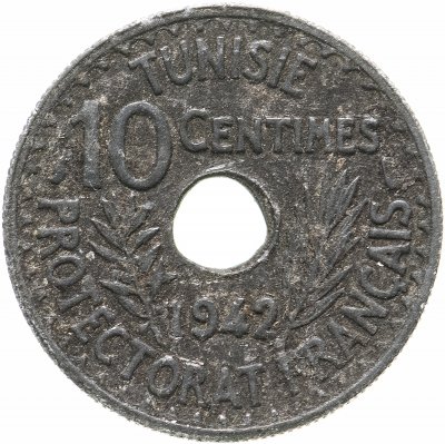 купить Тунис 10 сантимов (centimes) 1942
