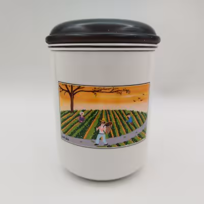 купить Банка для сыпучих продуктов (для чая, специй), серия "Design Naif", автор Жерар Лаплау (Gérard Laplau), фарфор, деколь, дерево (крышка), Villeroy & Boch, Люксембург, 1980-2000 гг.