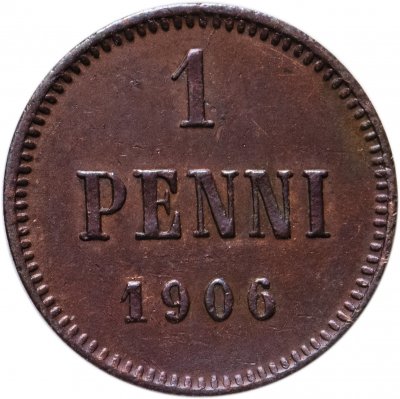 купить 1 пенни (penny) 1906 монета для Финляндии