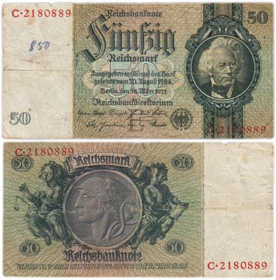 купить Германия 50 рейхсмарок 1933 (Pick 182)