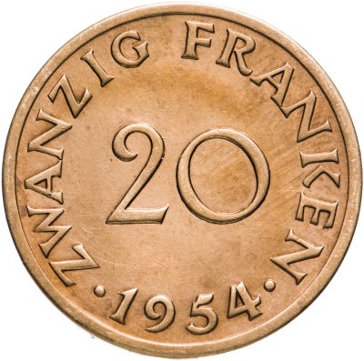 купить Саар 20 франков (francs) 1954