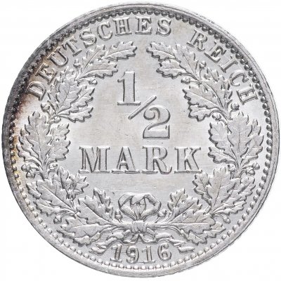 купить Германия(Германская Империя) 1/2 рейх марки 1916 "А"