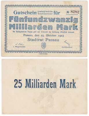 купить Германия, Пассау (Passau) 25 миллиардов 25000000000 марок 1923 год