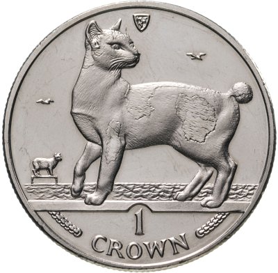 купить Остров Мэн 1 крона (crown) 1994 "Кошки - Японский бобтейл"