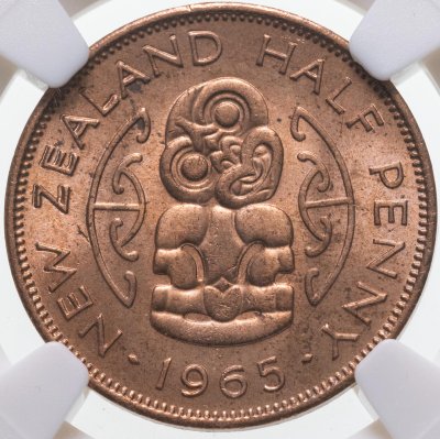 купить Новая Зеландия 1/2 пенни (penny) 1965 в слабе Монетник.ру MS62