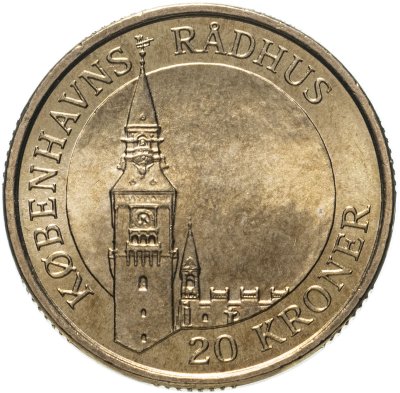 купить Дания 20 крон (kroner) 2007 Башня Ратуши, Копенгаген