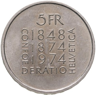 купить Швейцария 5 франков (francs) 1974 100 лет Конституции