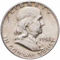 Купить США 50 центов (1/2 доллара, half dollar) 1952 "Franklin Half Dollar" Без отметки монетного двора