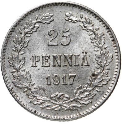 купить 25 пенни 1917 S гербовый орел с коронами, монета для Финляндии