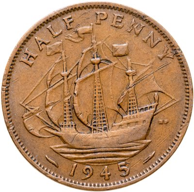 купить Великобритания 1/2 пенни (penny) 1945