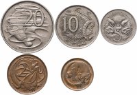 Купить Австралия, набор из 5 монет 1966-1984 молодая королева