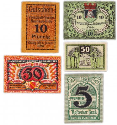 купить Германия (разные земли) набор из 5 нотгельдов 1920-1921