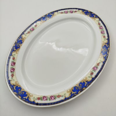 купить Блюдо овальной формы, украшенное цветочным декором, фарфор, деколь, золочение, Moritz Zdekauer (MZ), Чехословакия, 1950-1970 гг.