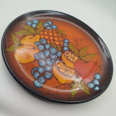 купить Блюдо декоративное (настенная тарелка) с изображением фруктов, Renzo Verzolini, керамика, роспись, Италия, 1960-1970 гг.