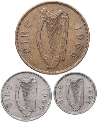 купить Ирландия набор монет 1, 3 и 6 пенсов 1966
