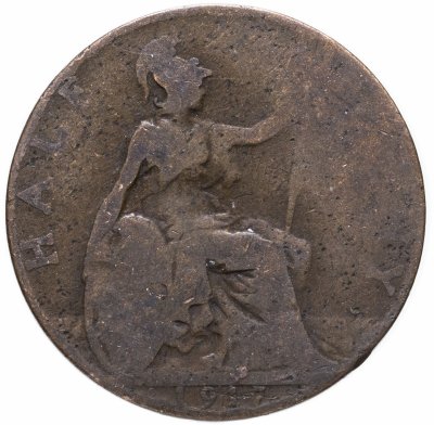 купить Великобритания 1/2 пенни (penny) 1917