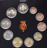 купить Испания годовой набор монет евро 2018 (10 штук, UNC в официальном буклете, включая 2 юбилейные 2 евро)