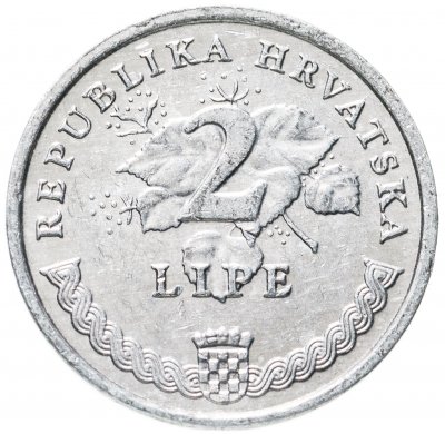 купить Хорватия 2 липы (lipa) 1994-2008 надпись на латинском, случайная дата