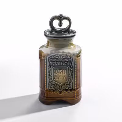 купить Чайница с рельефным растительным декором "Тамбов 350 лет. 1636-1986", керамика, обливная керамика, глазурь, СССР, 1980 г.