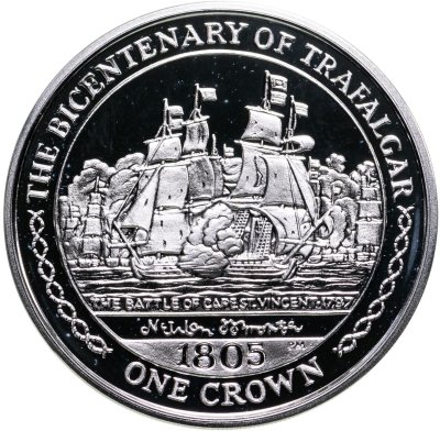 купить Остров Мэн 1 крона (crown) 2005 "200 лет Трафальгарскому сражению - Битва у мыса Сан-Висенте"