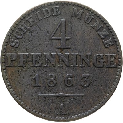 купить Германия, Пруссия 4 пфеннига 1863