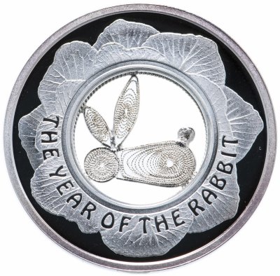 купить Фиджи 1 доллар 2011 Proof "Год кролика. Филигранный кролик" в футляре с сертификатом