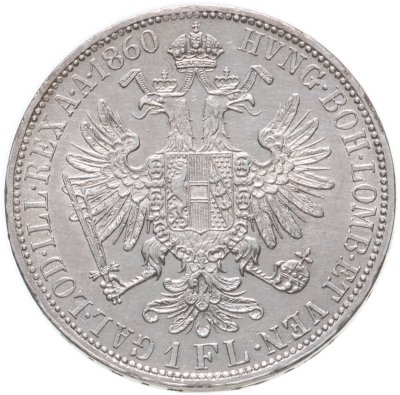 купить Австрия 1 флорин (florin) 1860 Знак монетного двора "A" - Вена