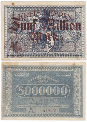 купить Германия Kempen ( Rheinland ) 5 млн 5000000 Марок, 1923 год