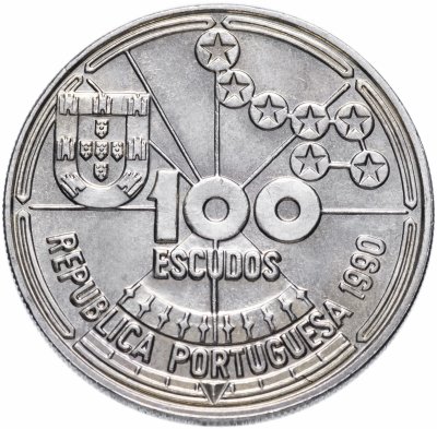 купить Португалия 100 эскудо (escudos) 1990 "Золотой век открытий - Астронавигация"